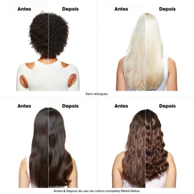 Comparação de cabelo antes e depois de tratamento com legenda 'Antes' e 'Depois'