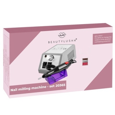 Máquina de fresagem para unhas BeautyLushh cor rosa com máquina cinzenta e acessórios