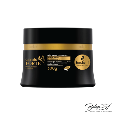 Embalagem preta de máscara de tratamento para cabelo Haskell Cavalo Forte 300g