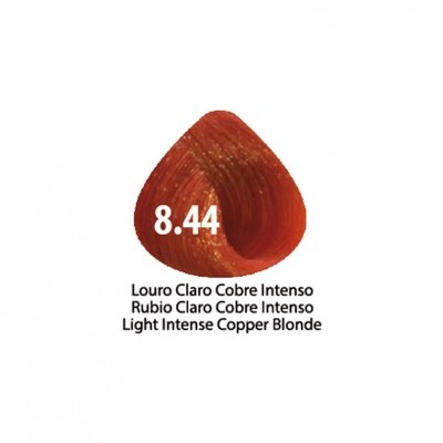 Amostra de cor de cabelo 8.44 cobre intenso