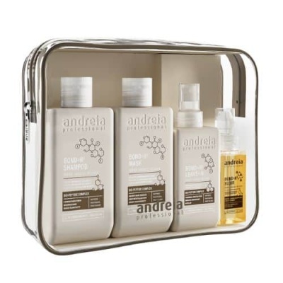 Conjunto de produtos Andreia Professional em embalagem transparente com bordas prateadas