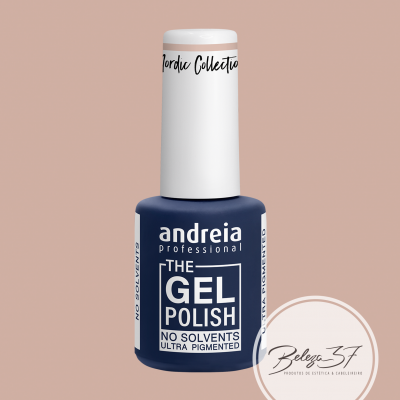 Verniz gel azul escuro da Andreia Professional com tampa branca e selo Beleza 3F