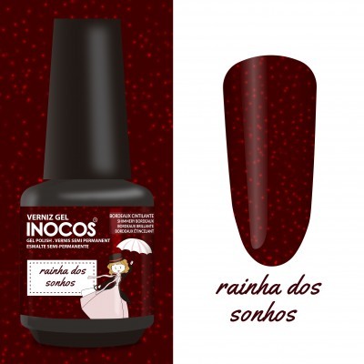 Verniz gel bordeaux cintilante INOCOS rainha dos sonhos
