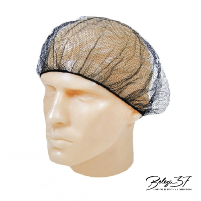 Touca de rede preta para cabelo numa cabeça de manequim