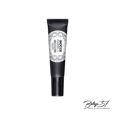 Tubo preto de gel de silicone INOCOS SILICONE GEL SILVER com rótulo branco e detalhes cinzas
