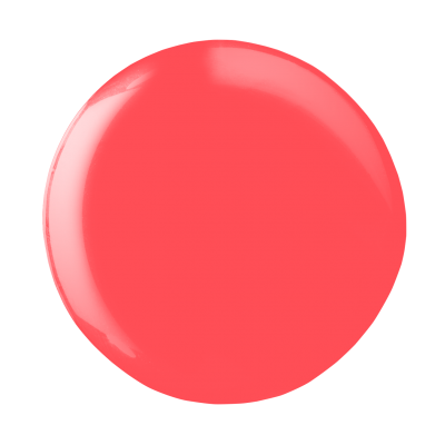 amostra circular de verniz rosa-alaranjado brilhante