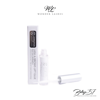 Cola para pestanas e sobrancelhas da Wonder Lashes em embalagem branca e prata