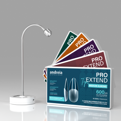 Caixas de unhas artificiais Andreia Professional PRO EXTEND com lâmpada LED branca flexível