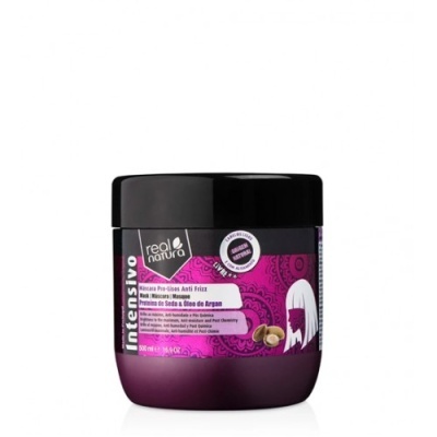 Máscara capilar real natura Intensivo anti frizz embalagem roxa 500 ml
