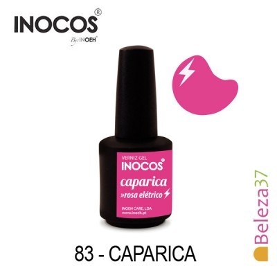 Frasco preto de verniz gel rosa elétrico da marca INOCOS número 83