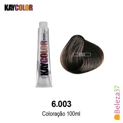 Tubo de coloração KAYCOLOR 100ml e mostruário de cor 6.003 castanho escuro