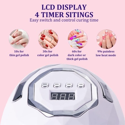 Dispositivo de manicure branco com visor LCD e botões de temporizador