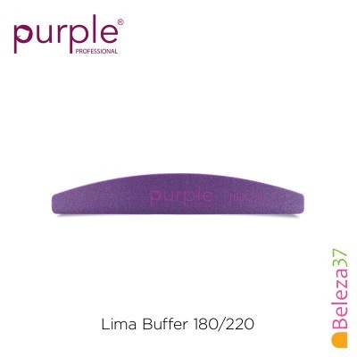 Lima Buffer roxa para unhas com texto impresso e fundo branco