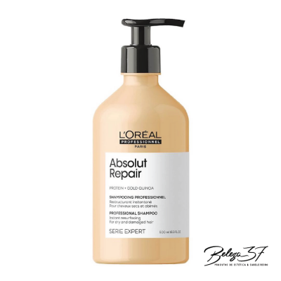 Frasco de champô profissional L'Oréal Absolut Repair bege com doseador preto