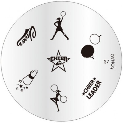 Disco metálico redondo com desenhos para carimbos de unhas em preto com temas de líderes de torcida