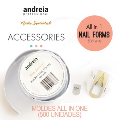 Embalagem redonda de formas para unhas Andreia Professional com 500 unidades em fundo branco