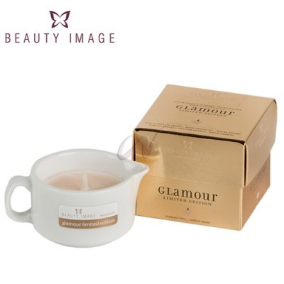 Vela perfumada Glamour edição limitada em tigela cerâmica branca com caixa castanha