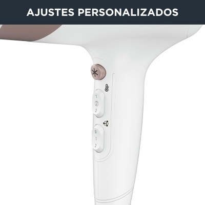 Botões de controle de secador de cabelo branco