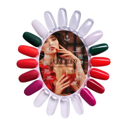 Paleta de amostras de verniz de unhas com várias cores e códigos