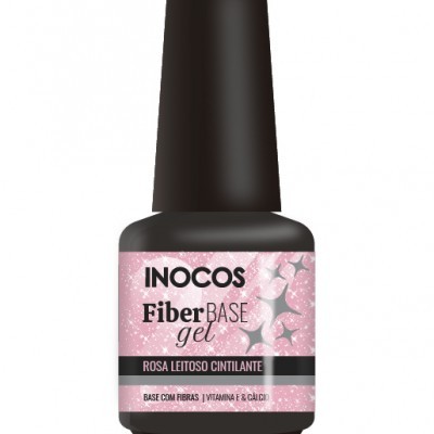 Frasco de gel para unhas rosa leitosa cintilante Inocos