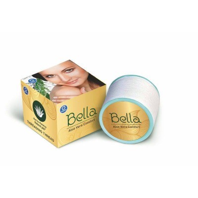 Rolo de fio de costura branco com embalagem amarela Bella Aloe Vera Comfort