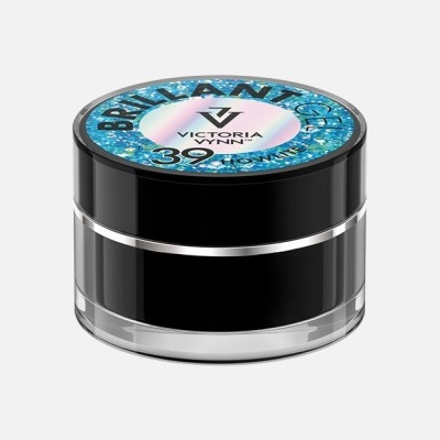 Pote redondo preto com tampa decorada em padrão azul e texto