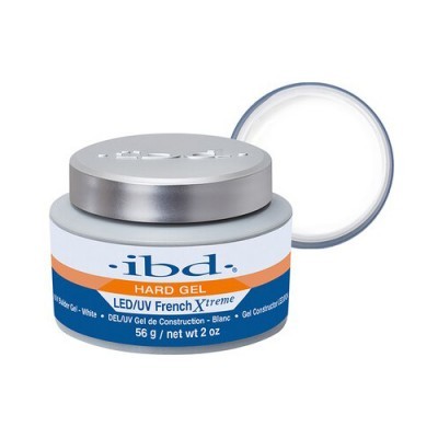 Frasco de gel para unhas LED/UV ibd HARD GEL French Xtreme branco e azul com tampa prateada