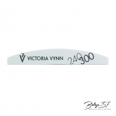 Lima de unhas meia-lua Victoria Vynn branca com texto preto sobre fundo branco