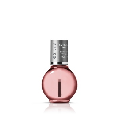 Frasco redondo de verniz para unhas rosa com tampa prateada e texto etiquetado