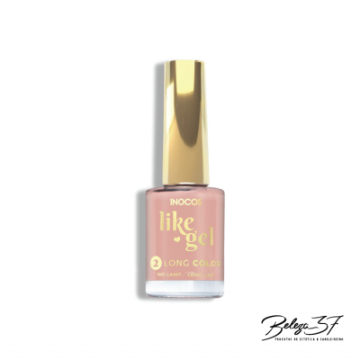 Frasco de verniz de unhas rosa com tampa dourada e texto dourado