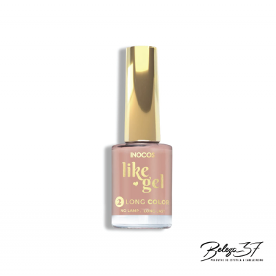 Frasco de verniz de unhas INOCOS like gel bege rosado com tampa dourada