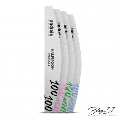 Conjunto de quatro lixas de unha Andreia Halfmoon de cores variadas sobre fundo branco