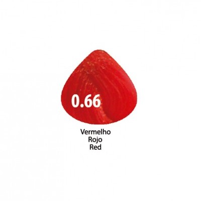 Amostra de cor vermelha em formato de gota com código 0.66 e legendas em várias línguas