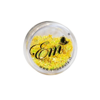 Embalagem transparente com estrelas amarelas decorativas para unhas