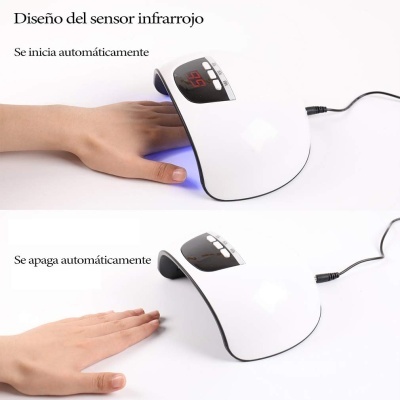 Aparelho de secagem de unhas branco com visor digital e sensor infravermelho