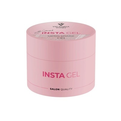 Recipiente rosa de gel para unhas com texto Insta Gel