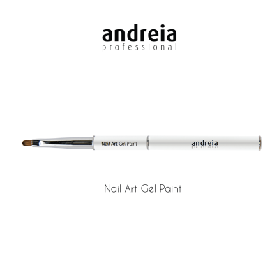 Pincel para Nail Art Gel Paint da marca andreia professional com cabo branco e ponta de cerdas marrons