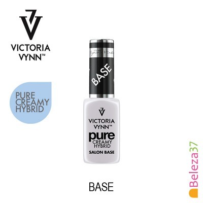 Frasco de verniz para unhas Victoria Vynn Pure Creamy Hybrid BASE com tampa preta e texto preto