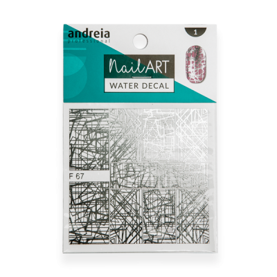 Decalques de água para unhas com linhas entrecruzadas em preto e branco, embalagem NailART Water Decal da andreia professional