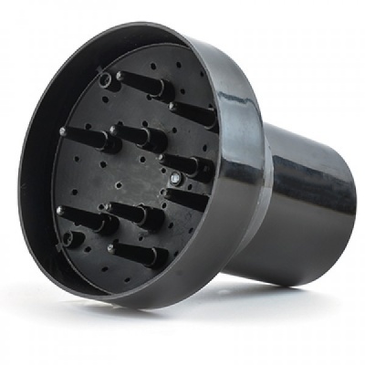 Difusor de cabelo preto em plástico com seis braços e furos