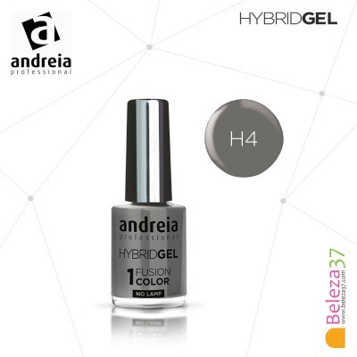 Frasco de verniz de unhas cinza escuro Andreia Hybrid Gel H4 com tampa prateada