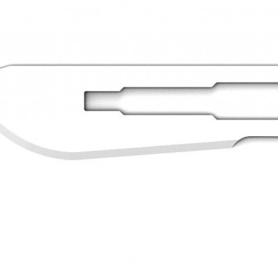 Lâmina de bisturi de metal prateado com número 20