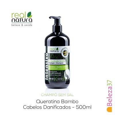 Champô queratina e bambu para cabelos danificados, 500 ml com doseador