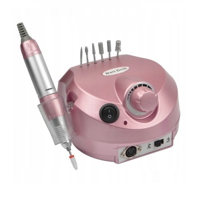 Máquina de broca para unhas rosa com acessórios e controle
