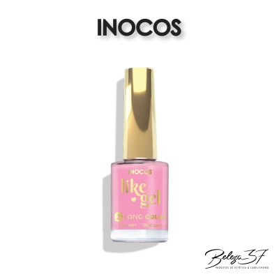Verniz para unhas rosa claro 'like gel' da INOCOS com tampa dourada