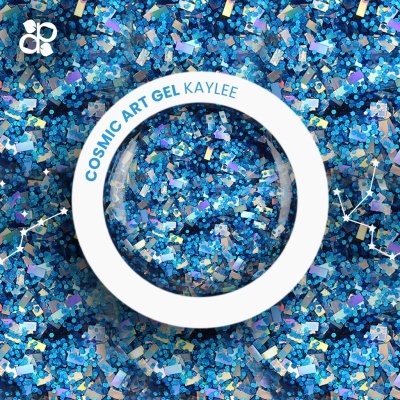 Frasco de gel para arte nas unhas com glitter azul e prata