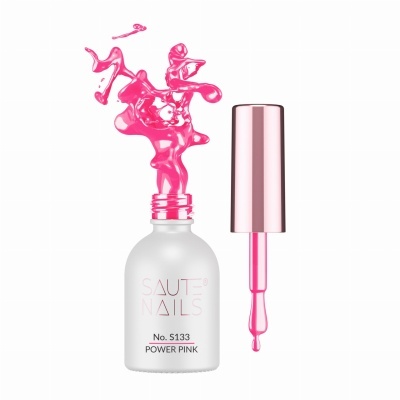 Frasco de verniz de unhas rosa POWER PINK com pincel e tampa