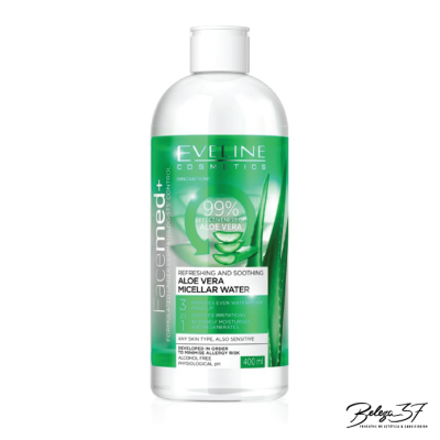 Frasco de Água Micelar Aloe Vera Eveline Cosmetics 400 ml