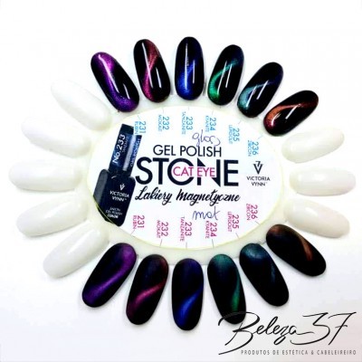 Amostras de verniz gel magnético Cat Eye Victoria Vynn em várias cores com efeito magnético