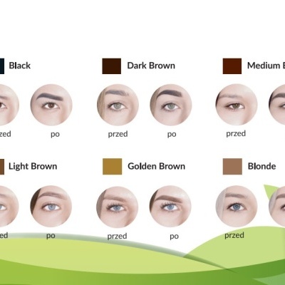 Seis tons de coloração de sobrancelhas com antes e depois